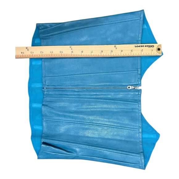 MIAOU Strapless Corset Size Medium Blue Vegan Leather Zipper Top - Picture 3 of 7